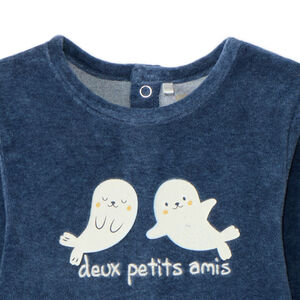 Pelele de terciopelo a rayas efecto 2 en 1 para bebé niño 