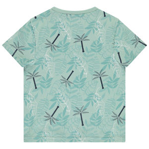 Camiseta de manga corta estampada con hojas/palmeras para niño 