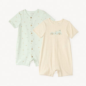 Lote de 2 combishorts con motivo de coches para bebé niño. 