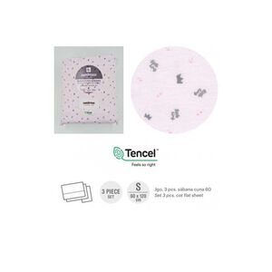 Juego de sábanas 3 piezas para cuna de 60 Corona Rosa 