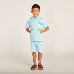 Conjunto de 2 piezas camiseta tipo sudadera + pantalón corto con estampado de surf para niño 