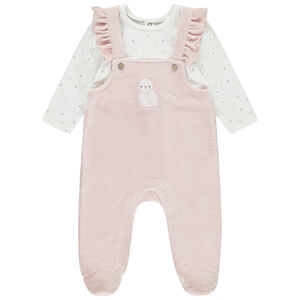 Pelele efecto 2 en 1 de terciopelo acanalado para bebé niña 