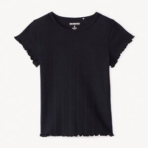 Camiseta de manga corta de punto acanalado liso niña 