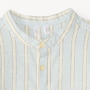Camisa de manga corta con cuello mao a rayas para bebé niño 