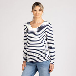 Camiseta de manga larga a rayas para embarazada 