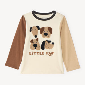 Camiseta de manga larga para bebé niño con bordado de felpa decorativa. 