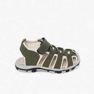 Sandalias de velcro con elásticos en kaki niño 