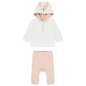 Ensemble en velours gilet à capuche lapin + jogging pour bébé fille Main Ensemble en velours gilet à capuche lapin + jogging pour bébé fille