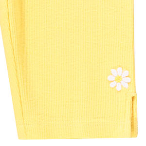 Pantalón corsario de canalé con flores bordadas para bebé niña 