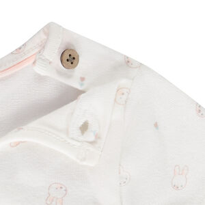 Conjunto de pelele y body de manga corta con estampado de conejo para bebé niña 