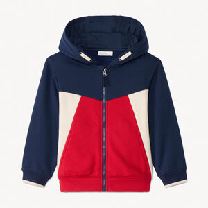 Chaleco de manga larga con efecto colorblock y capucha para niño.  Main Chaleco de manga larga con efecto colorblock y capucha para niño.