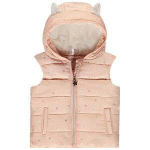 Doudoune sin mangas lúdica estampada de flores para bebé niña 