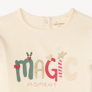 Camiseta de manga larga para niña con volantes y estampado 
