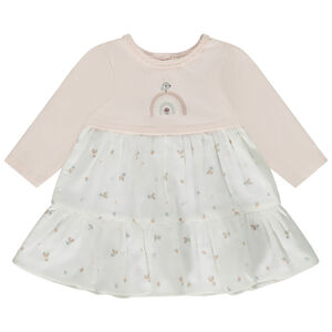 Vestido efecto 2 en 1 estampado arcoíris para bebé niña 