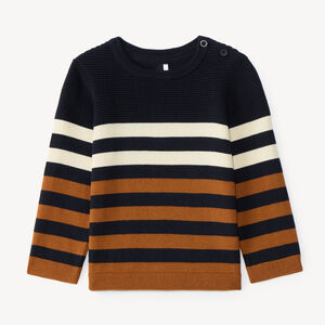 Jersey de punto rayado efecto bimaterial para niños 