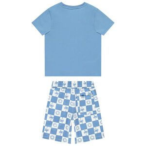 Conjunto camiseta manga corta + bermuda cuadros niño 