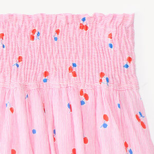 Falda de patinadora con smock y estampado de cerezas para niña 