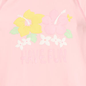 Camiseta de manga larga anti-UV SPF 50+ con estampado de hibisco para niña 