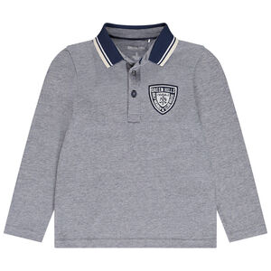 Polo de manga larga con parche de blason para niño 
