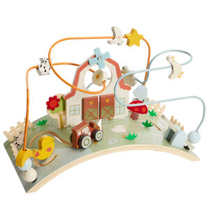 Plancha de actividades de madera con espirales de granja 