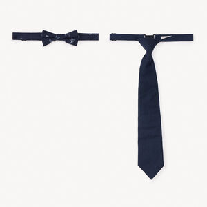 Set corbata + pajarita estampado palmeras para niño 