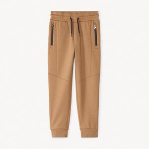 Pantalón de chándal de felpa lisa con bolsillos con cremallera para niño 