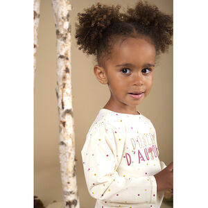 T-shirt manches longues en jersey imprimé pois et print pour bébé fille Main T-shirt manches longues en jersey imprimé pois et print pour bébé fille