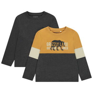 Pack de 2 camisetas de manga larga efecto color block para niño  Main Pack de 2 camisetas de manga larga efecto color block para niño