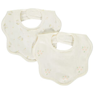 Lote de 2 baberos impresos en forma de flor para niña bebé 