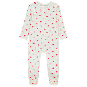 Pelele de punto con estampado de corazones para bebé niña con diferentes aperturas según la edad 