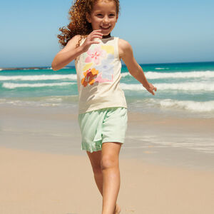 Conjunto de 2 piezas: camiseta sin mangas + falda corta con estampado floral para niña 