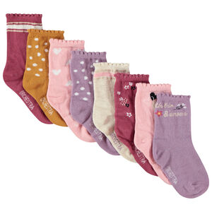 Lot de 8 paires de chaussettes colorées et imprimées pour bébé fille Main Lot de 8 paires de chaussettes colorées et imprimées pour bébé fille