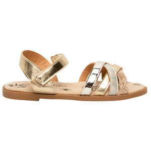 Sandalias doradas con tiras brillantes y texturizadas para niña 