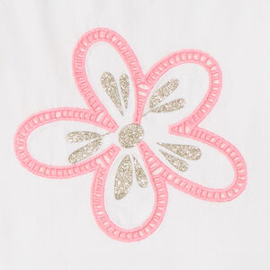 T-shirt manches courtes à fleur brodée et ajourée pour fille  Main T-shirt manches courtes à fleur brodée et ajourée pour fille