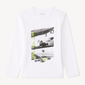 Camiseta de manga larga para niño con fotoprint de snowboard. 