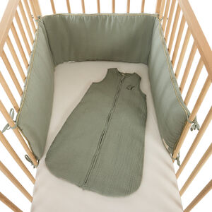 Protector de cuna de 3 paneles en gasa de algodón verde  Main Protector de cuna de 3 paneles en gasa de algodón verde