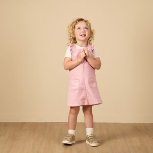 Vestido peto de mezclilla con volante, bordado y lentejuelas para bebé niña 