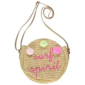 Bolso bandolera de crochet con bordados y pompones para niña 