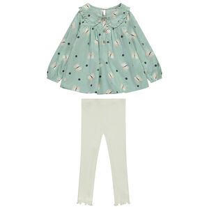 Ensemble long avec tunique imprimée papillons pour bébé fille 