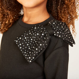 Sudadera de felpa con gran lazo de strass niña 