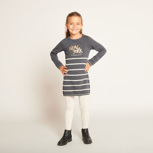 Robe manches longues en tricot rayé pour fille  Main Robe manches longues en tricot rayé pour fille