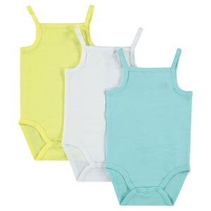 Juego de 3 bodies lisos con tirantes finos 