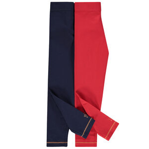 Pack de 2 leggings unis con pespuntes para niñas 