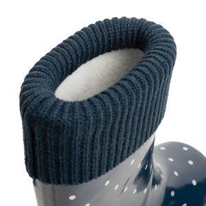 Botas de lluvia con lunares y cuello de punto para niña 