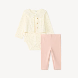 Conjunto de 2 piezas para bebé niña: body con efecto chaleco y legging. 