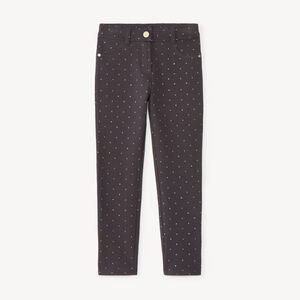 Pantalón skinny de felpa con estampado de lunares con purpurina niña 