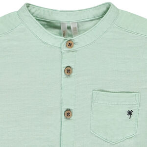 Camisa de manga corta lisa con cuello mao para bebé niño 