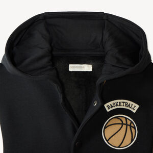 Sudadera tipo teddy con capucha para niño con bordado de baloncesto 
