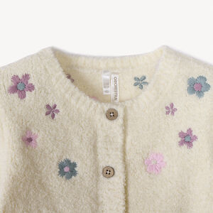 Chaqueta de punto con flores bordadas para bebé niña 