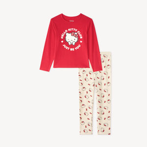 Conjunto de pijama largo de 2 piezas con estampado de Hello Kitty 
